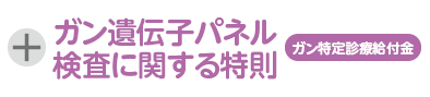 ガン遺伝子パネル検査に関する特則 ガン特定診療給付金