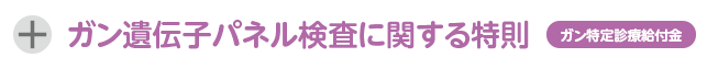 ガン遺伝子パネル検査に関する特則 ガン特定診療給付金